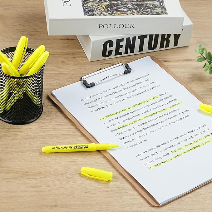 Highlighters Yellow 48 Pack,Bible Highlighters No Bleed–Bulk Chisel Tip High lighter Markers Set for School, Office,Study, Journaling–Smear-Free,Quick Dry–Fluorescent Pens for Teachers Students