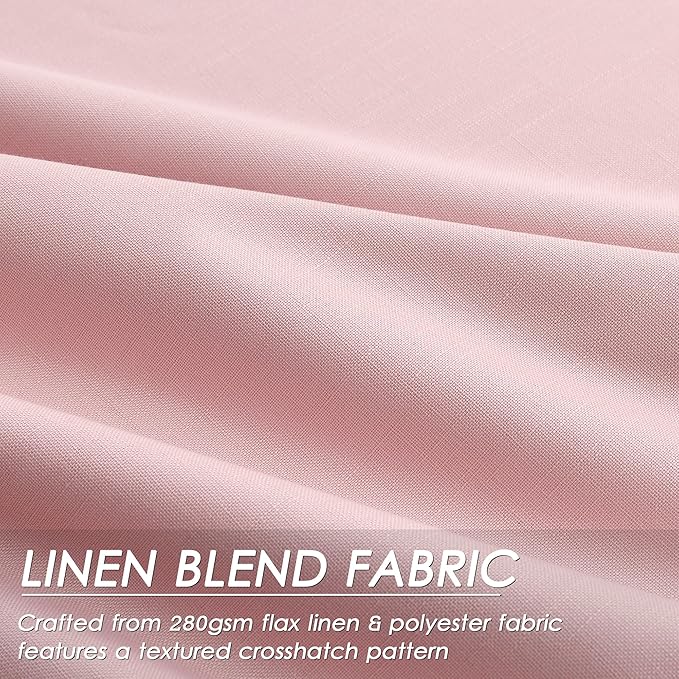 Nanspring Pink Linen Blackout Curtains 120 Inch Length 2 Panels Set Burg Extra Long 10 Ft Back Tab Pocket Drapes Cotton Textured Total Sun Blocking Curtains for Living Room Cottage High Window 52x120