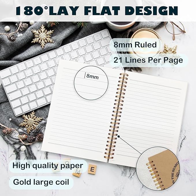 BearCake Boho Floral Christian Notebook Journal, Christian Gifts for Women, Bible Notebooks for Note Taking, Bible Journaling Notebook, Where the Jesus Hardcover Spiral Notebook 5.5x8.3 kraft paper