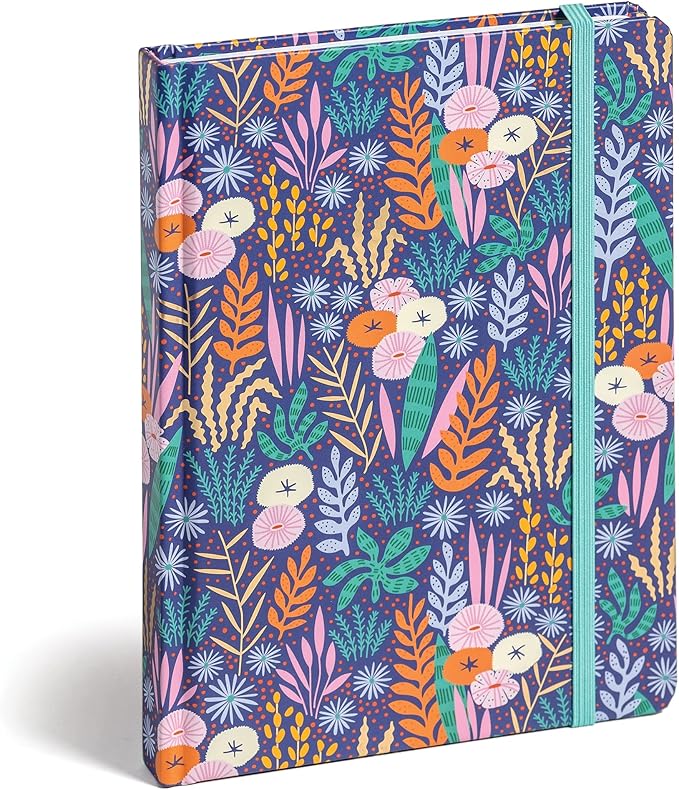 High Note Non-Dated Journal Notebook, 6" x 8.5" Lined Softcover Notebook with Gold Foil Accents, 183 Pages, Elastic Band and Ribbon Bookmark