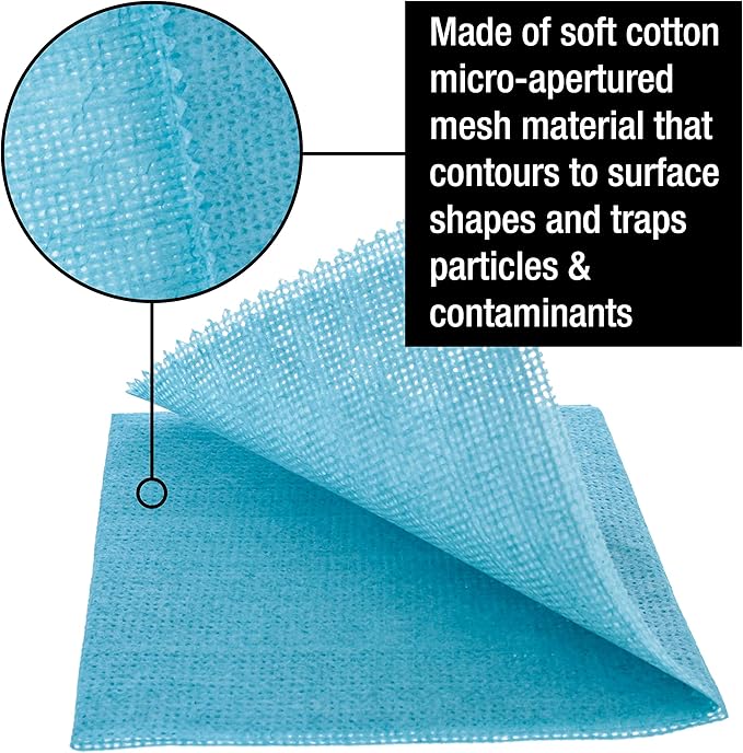 TCP Global Pure Blue Low Tack Superior Tack Cloth, 12-Pack, Automotive & Woodworking, Dust/Stain/Paint Rags, Tac Cloth for Autobody