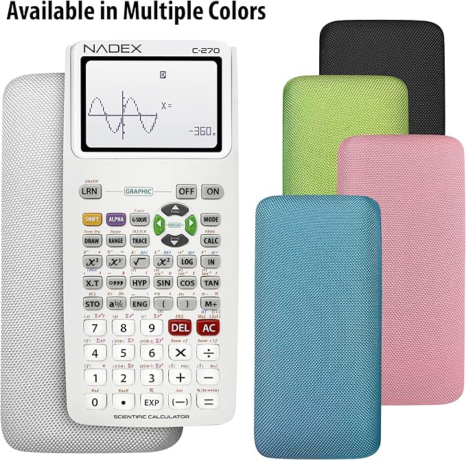 Scientific Calculator with Graphing, Includes Carrying Case, for College and High School Students, Calculus, Algebra, Geometry, Trigonometry, Statistics, Physics, Chemistry, White