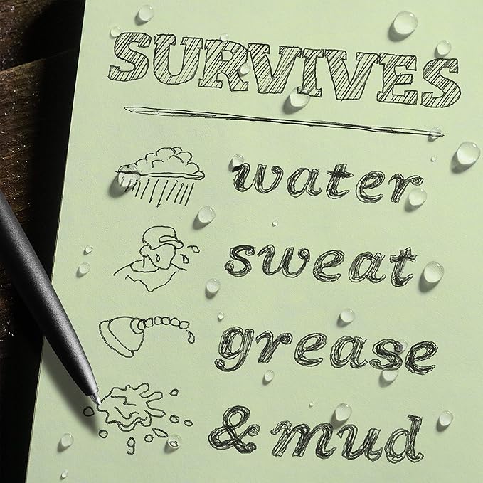 Rite in the Rain Weatherproof 3" x 5" Top Spiral Notebook Kit: Tan CORDURA Fabric Cover, 3" x 5" Green Notebook, and an Weatherproof Pen (No. 935-KITL)