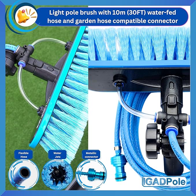 IGADPole 24 FT Washing Kit: Water-fed Brush with Soap Dispenser, Cobweb Dusters, with 6-Stage Telescoping Pole 5-24ft Pole/Window and Dusting Cleaning Kit