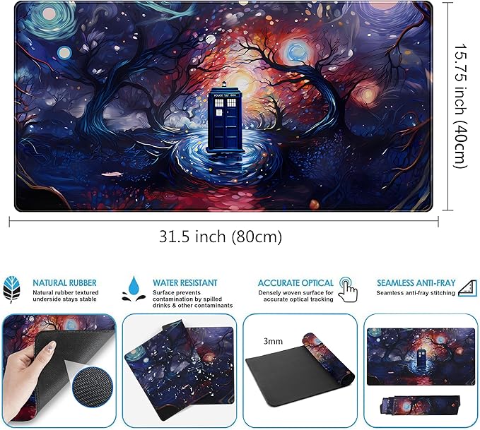 Abstract Art Tree XXL Large Extended Gaming Mouse Pad Laptop Mat Aesthetics Mousepad, Office Decor Desk Pad, Computer Keyboard and Mouse Mat, Non-Slip Desk Matt with Stitched Edge, 31.5''x15.7''