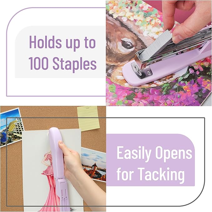 Mr. Pen- Staplers 2 Pack with 200 Staples, 20 Sheet Capacity, Purple Office Stapler for Desk and Classroom