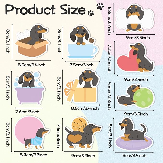 CJiangpo 30Pcs Dachshund Sticky Notes Cute Dog Sticky Note Pads, 600 Sheets Self Stick Notepad Memo Pads Funny Page Marker Classroom Rewards Back to School Animal Party Favors Filler Gift
