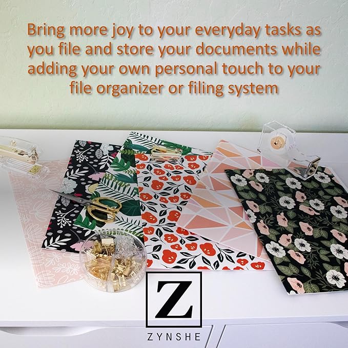 Cute File Folders, Set of 12 3-Tab Letter Size Decorative File Folders Boho Manilla 8.5 x 11 – Pretty Designer Home Office School Supplies (Enchantment)