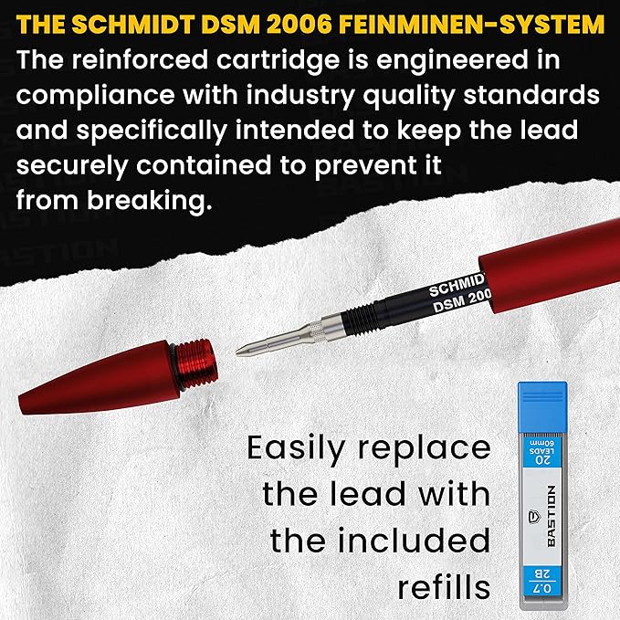 BASTION® Luxury Mechanical Pencil, Professional Lightweight Medium Point Aluminum Pencil for Birthday Gift includes 20 x 0.77mm Lead Refills - Red