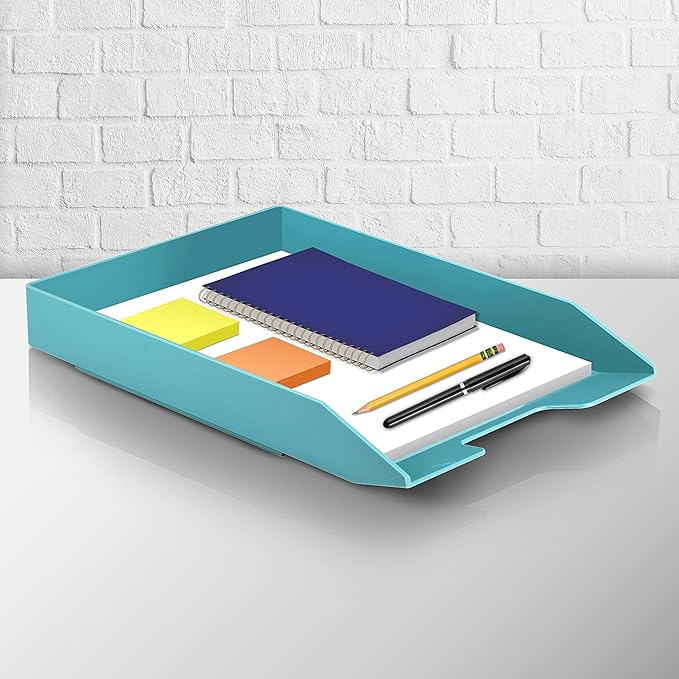 Acrimet Stackable Letter Tray Front Load, Letter Size, Plastic, Solid Green Color, 1 Unit