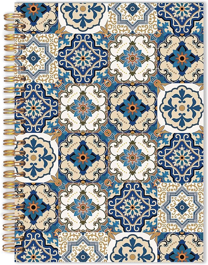 URLLUAE Vintage Ethnic Moroccan Notebook, Boho Floral Journals for Women, Boho Aesthetic Spiral Notebook Journals for Work School, Retro Floral Office Supplies Gifts, 5.5x8.3 Inch