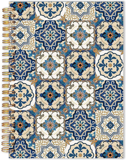URLLUAE Vintage Ethnic Moroccan Notebook, Boho Floral Journals for Women, Boho Aesthetic Spiral Notebook Journals for Work School, Retro Floral Office Supplies Gifts, 5.5x8.3 Inch