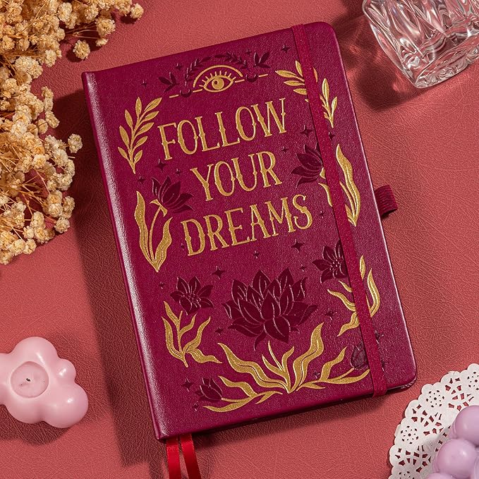 Bullet Dotted Notebook for Women Men, 190 Numbered Pages Journal, A5 Butterfly Floral Journals for Writing, Aesthetic Notebooks, Work School Note Taking, 5.4" x 8.4"