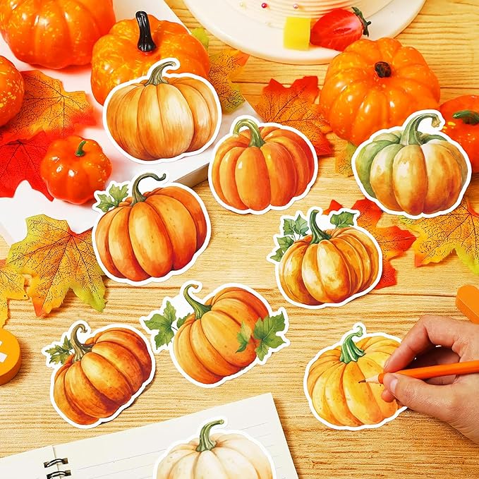 240 Pcs Pumpkin Sticky Notes 12 Designs Pumpkin Notebook Colored Sticky Notes Pads Pumpkins Sticky Note Self Stick Notes Memo Pads for School Office