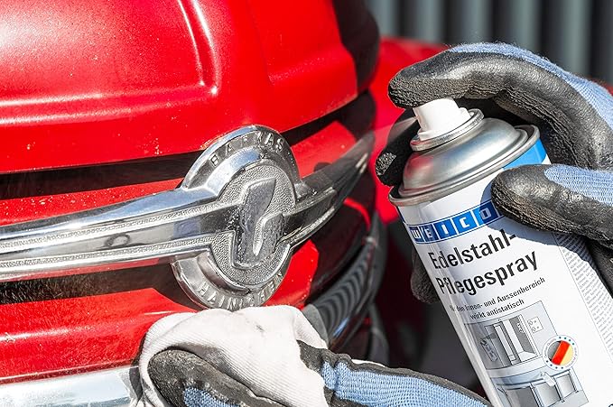 WEICON Stainless Steel Care Spray 13.5 fl oz Effective Stainless Steel Cleaner of Metallic Surfaces Anti-Static & Matte