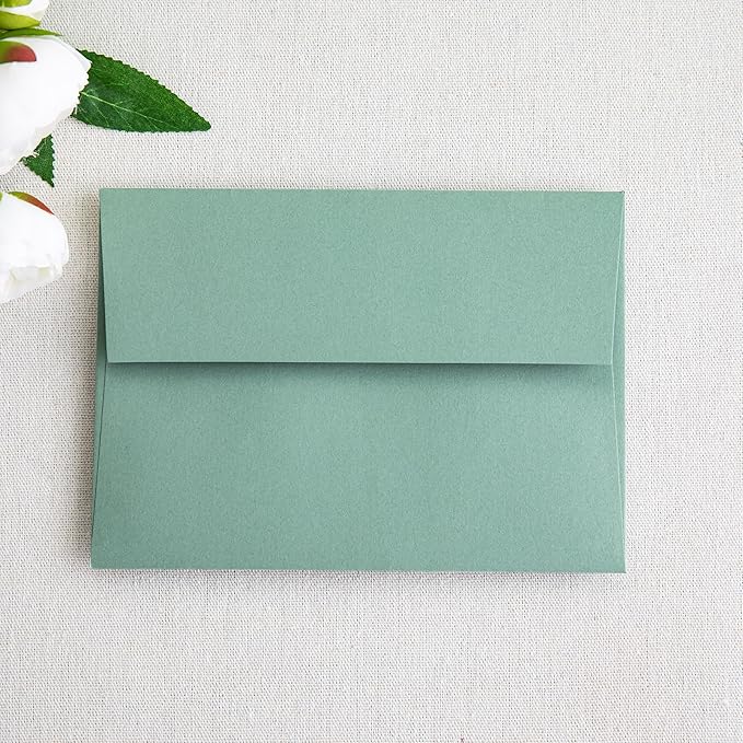 PONATIA 50 Pieces 5x7 Envelopes, Sage Green A7 Envelopes Self Seal for Weddings, Invitation Cards, Photos, Postcards, Greeting Cards Mailing, Baby Shower, Graduation, Christmas Gift Cards
