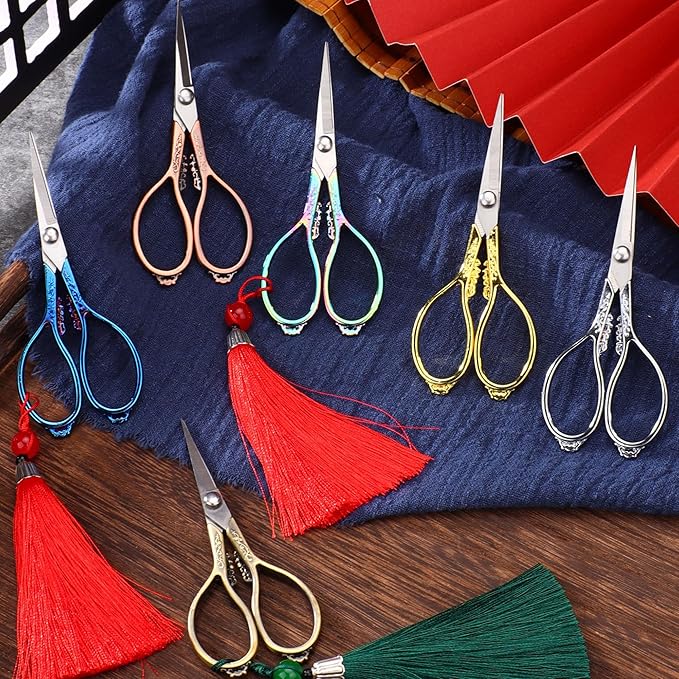 Vintage European Style Embroidery Scissors - Mini, Sharp Tip, Stainless Steel, Travel Scissors With Pouch, Silver