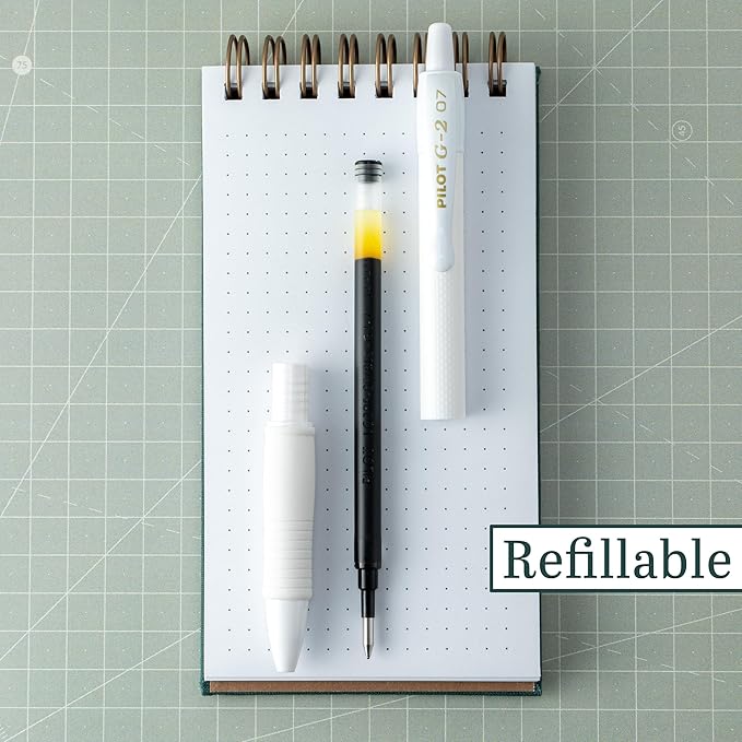 PILOT G2 Premium Gel Roller Pens, Edge White Pen, Sensory Writing Experience, Fine Point 0.7 mm, 12ct Box - Ideal for School, Journaling & Office Writing