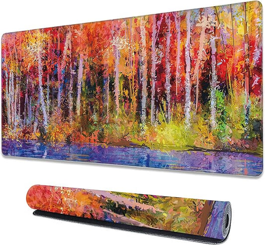 Impressionist Yellow Forest Extended Large Mouse Pad,Large Gaming Mouse Pad,Extended Big Desk Mat Keyboard Pad,Waterproof Non-Slip Desk Mat for Home Office and Gaming 35.4x15.7 Inch