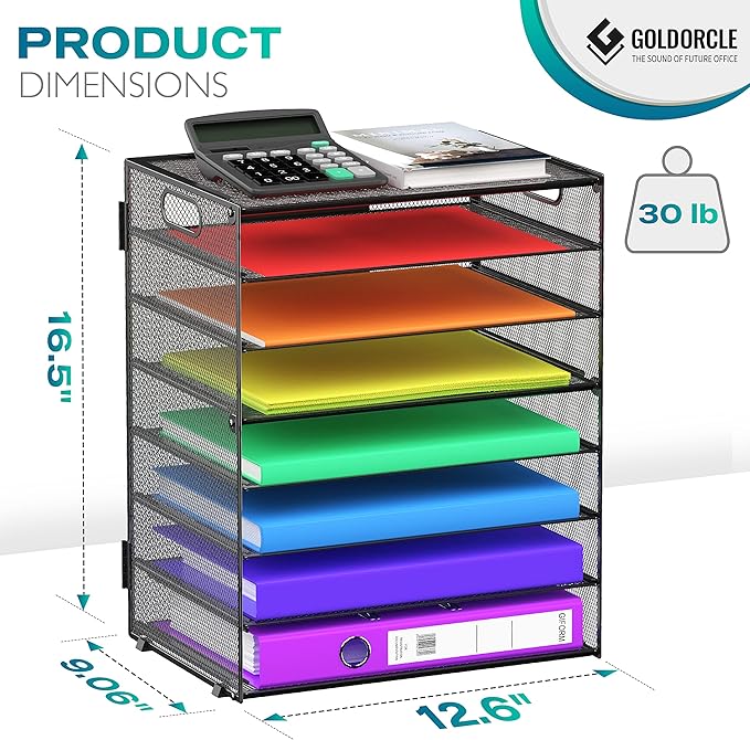 2 Pack 8 Tier Paper Letter Tray Organizer with Handles, Mesh Desk File Holder Storage Organization for Home School Classroom & Office