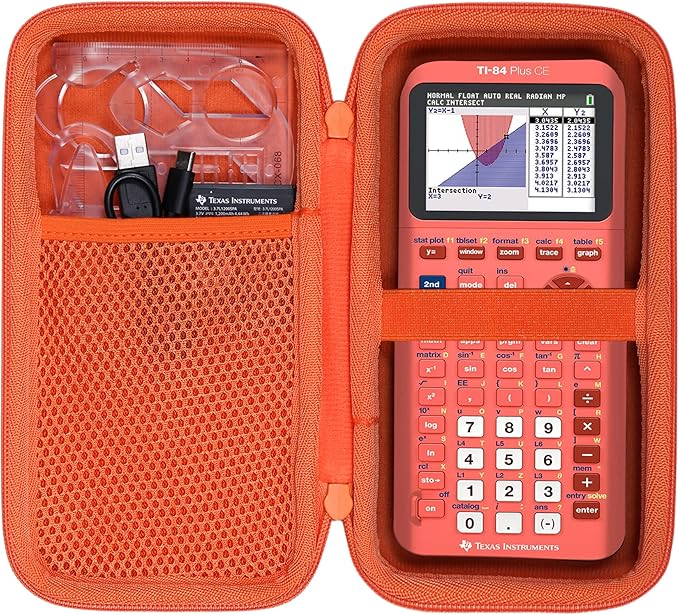 co2CREA Carrying Case for Texas Instruments TI-84 Plus CE Python Enhanced/TI-84/TI-Nspire CX II CAS/TI-Nspire CX II/TI-83 Plus/TI-89 Titanium/TI-85/TI-86 Color Graphing Calculator, Metallic Coral Case