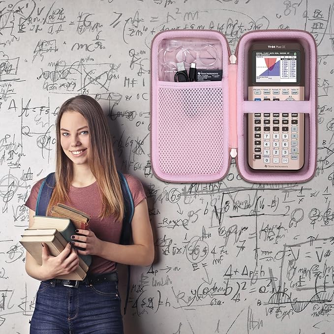 co2CREA Carrying Case for Texas Instruments TI-84 Plus CE Python Enhanced/TI-84/TI-Nspire CX II CAS/TI-Nspire CX II/TI-83 Plus/TI-89 Titanium/TI-85/TI-86 Color Graphing Calculator, Rose Gold Case