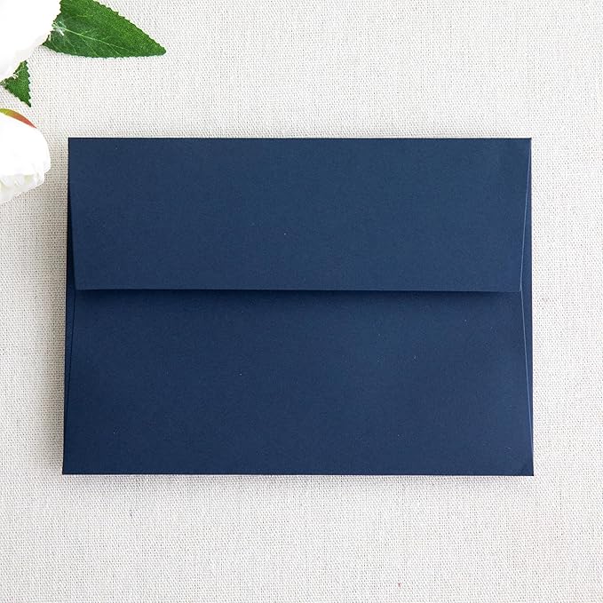 PONATIA 50 Pieces 5x7 Envelopes, A7 Envelopes Self Seal for Weddings, Invitation Cards, Photos, Postcards, Greeting Cards Mailing, Baby Shower, Graduation, Christmas Gift Cards (Navy Blue)