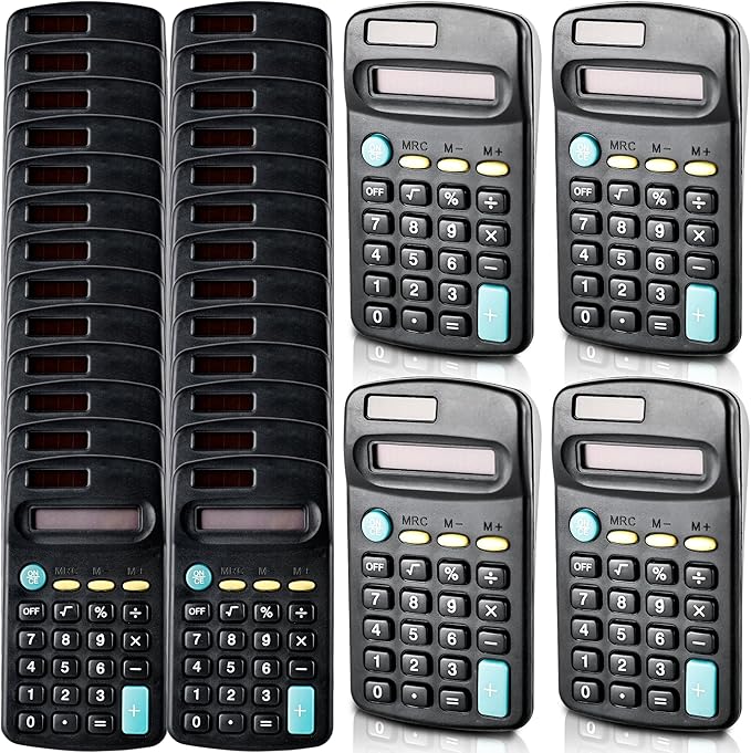 30 Pcs Basic Calculators Bulk Small Pocket Size Calculators Mini 8 Digit Display Calculator for Kids Students School Home Supplies Office Accounting Tool