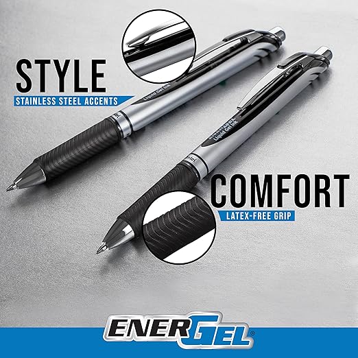 Pentel EnerGel RTX Retractable Liquid Gel Pen, 0.7mm, Medium Line, Assorted Ink, 12-Pk (BL77BP12M2)