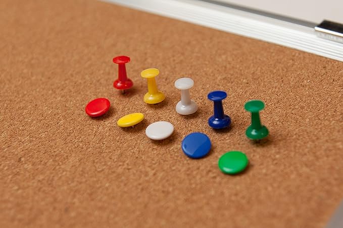 Combination Whiteboard Bulletin Board Set - 24 x 18 in Dry Erase/Cork Board with 1 Magnetic Dry Eraser, 4 Markers, 4 Magnets and 10 Thumb Tacks - Combo Tack Board White Board for Home Office Desk