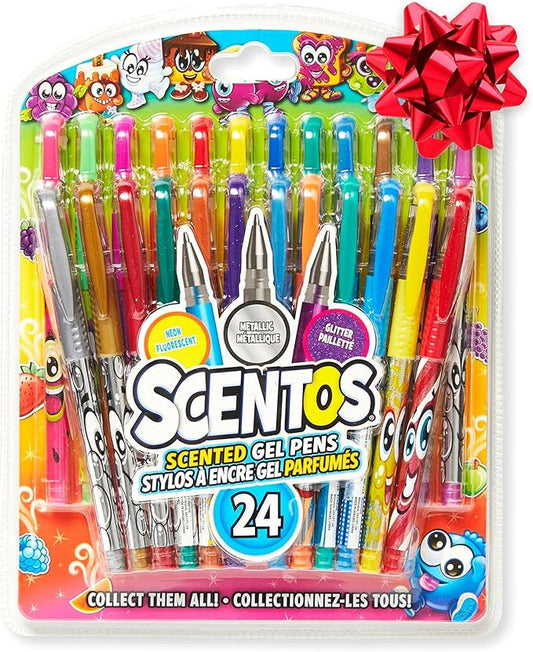 Scentos Scented Gel Pens for Kids - Assorted Colorful Pens - Fine Point Gel Pen Set - For Ages 3 and Up - 24 Count
