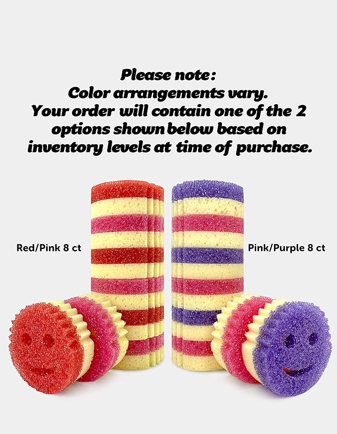Scrub Daddy, Scrub Mommy - Dual Sided Sponge & Scrubber, Soft in Warm Water, Firm in Cold, FlexTexture, Deep Cleaning, Dishwasher Safe, Multipurpose, Scratch Free, Odor Resistant, Ergonomic, 8ct roll
