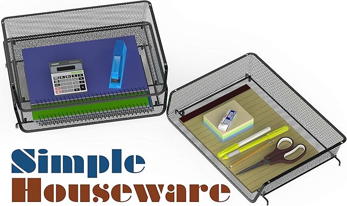 Simple Houseware Stackable Wide Entry Desk File Document Letter Tray Organizer, 3 Packs, Black