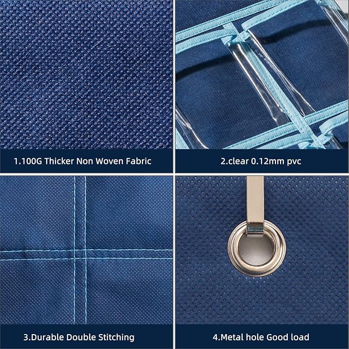 36 Clear Pockets Classroom Pocket Chart for Cell Phone and Calculator Holder, Door Hanging Pocket Chart for Classroom Phone Holder with Number Sticker and Hooks (Blue)