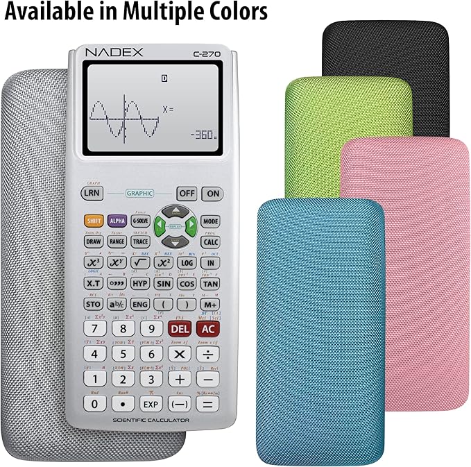 Scientific Calculator with Graphing, Includes Carrying Case, for College and High School Students, Calculus, Algebra, Geometry, Trigonometry, Statistics, Physics, Chemistry, Silver