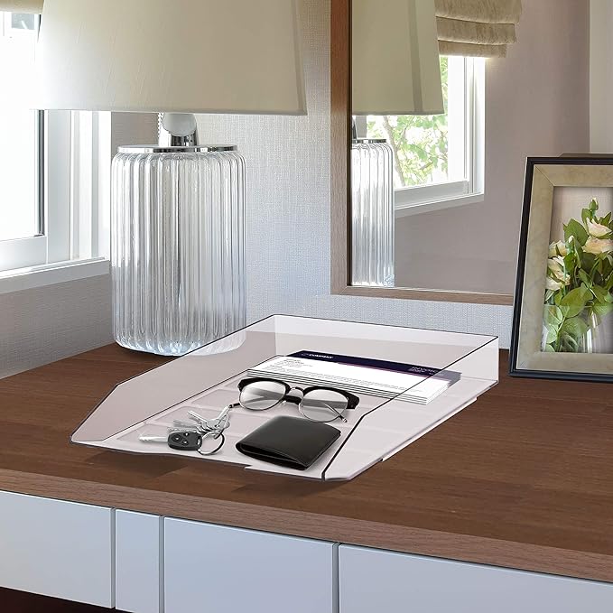 Acrimet Stackable Letter Tray Front Load, Letter Size, Plastic, Clear Crystal Color, 1 Unit