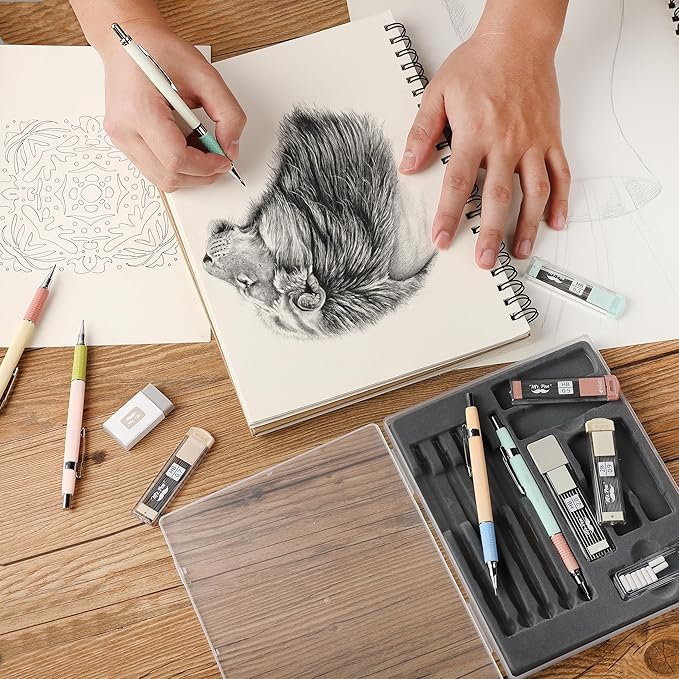 Mr. Pen- Mechanical Pencil Set, 5 Sizes, 0.3, 0.5, 0.7, 0.9, 2mm, Anti Skidding Grip Cute Mechanical Pencils