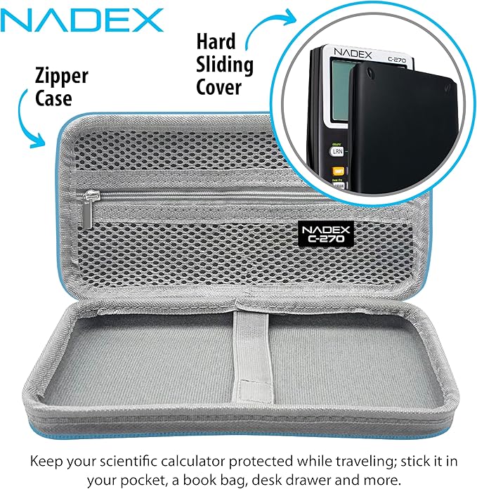 Scientific Calculator with Graphing, Includes Carrying Case, for College and High School Students, Calculus, Algebra, Geometry, Trigonometry, Statistics, Physics, Chemistry, Blue