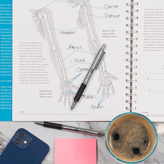 Zebra Pen G-402 Gel Pens 2-Pack, Black Ink, 0.5mm Fine Point, Stainless Steel Barrel, Comfortable Rubberized Grip, Secure Metal Clip, Shirt Pocket-Friendly (49212)