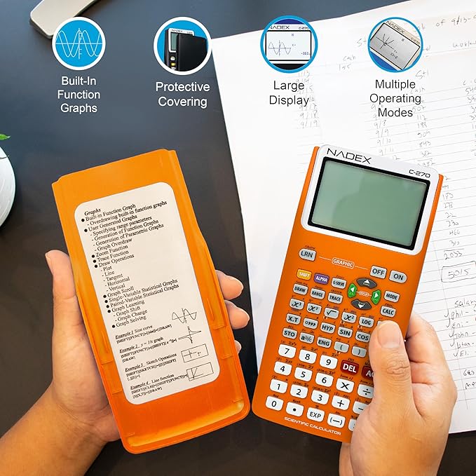 Scientific Calculator with Graph Functions for College and High School Students, Engineering, Advanced Mathematics, Calculus, Algebra, Geometery, Trigonometry, Statistics, Physics, Chemistry, Orange