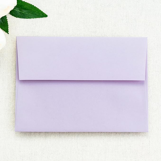 PONATIA 50 Pieces 5x7 Envelopes, Lilac A7 Envelopes Self Seal for Weddings, Invitation Cards, Photos, Postcards, Greeting Cards Mailing, Baby Shower, Graduation, Christmas Gift Cards