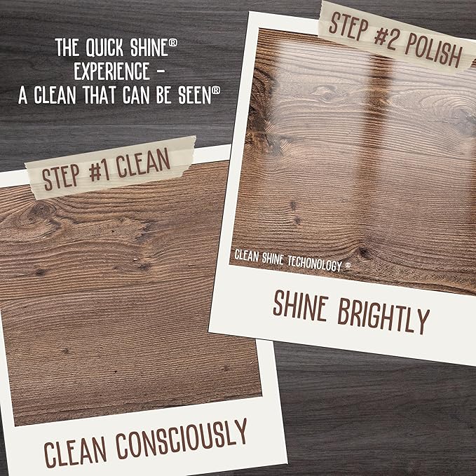 Quick Shine Hardwood Floor Luster-Polish 27oz-6pk | Plant-Derived w/Carnauba | Safer Choice, No PFAS, pH Neutral | Ready to Use Formula w/Anti-Slip Technology | Simply Squirt & Spread | Made in USA