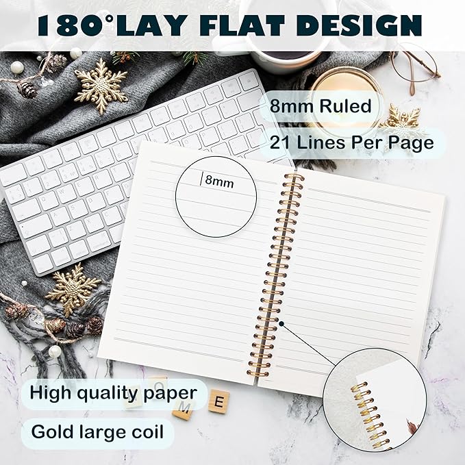 BearCake Floral Christian Notebook Journal, Christian Gifts for Women, Bible Notebooks for Note Taking, Bible Journaling Notebook, Surely Goodness and Mercy Hardcover Spiral Notebook 5.5x8.3