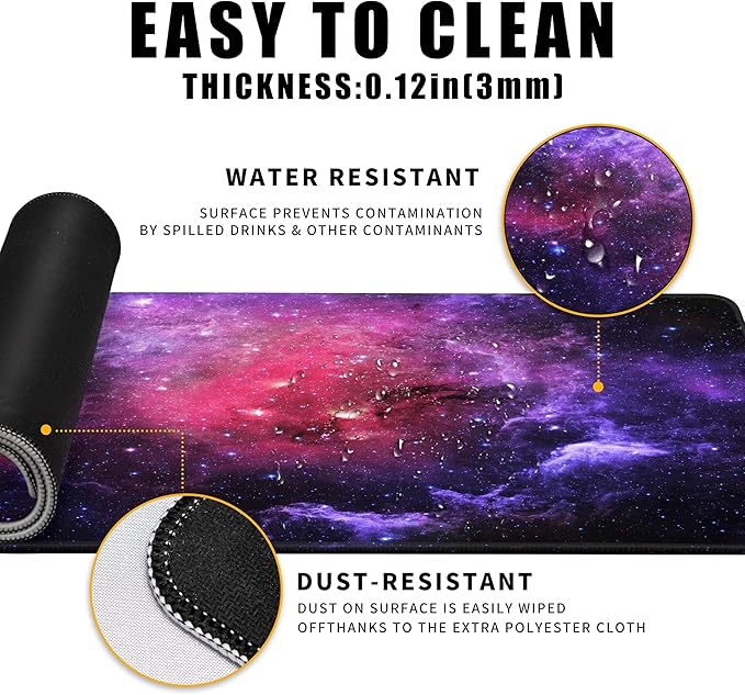 Galaxy Gaming Mouse Pad Red,Purple Nebula Extended Large Desk Pad Mouse Mat with Stitched Edges Mousepad and Long Non-Slip Rubber Base Mice Pad for Computer Laptop Gamers, 31.5x11.8 Inch