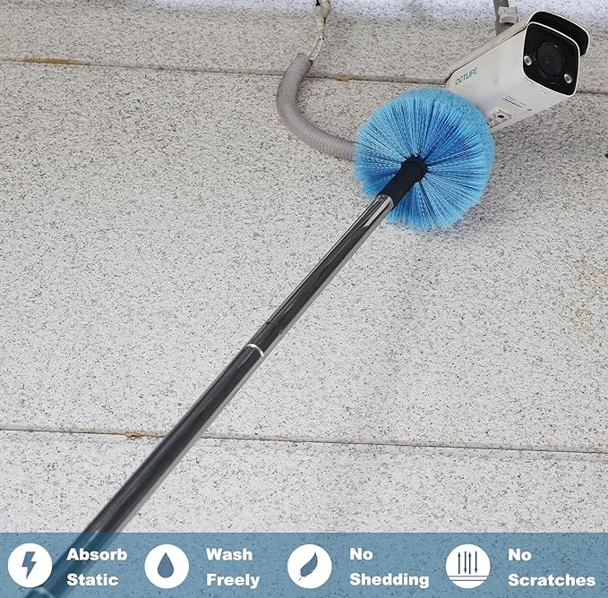 Tonmp Twist-On Cobweb Duster Head Brush // Spider Web Brush for Outdoor & Indoor Web Cleaning // Fits Standard Acme Threaded Poles // Brush Head Only -1 Pack