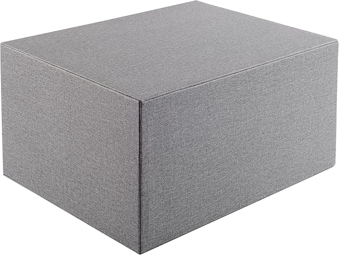 Cloth-effect Faux Leather Desk Organizer File Cabinet Executive Office Supplies Desktop Filing A4 Contract Document Stackable Storage Box with 3 Drawers (Grey)