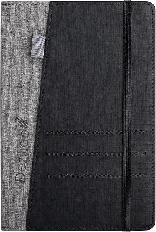 Deziliao Lined Journal Notebooks with Pen Loop, Hardcover Notebook Journal for Work, 100Gsm Premium Thick Paper with Inner Pocket, Medium 5.7''''x8.4'''', ?Black, Ruled, 1 Pack