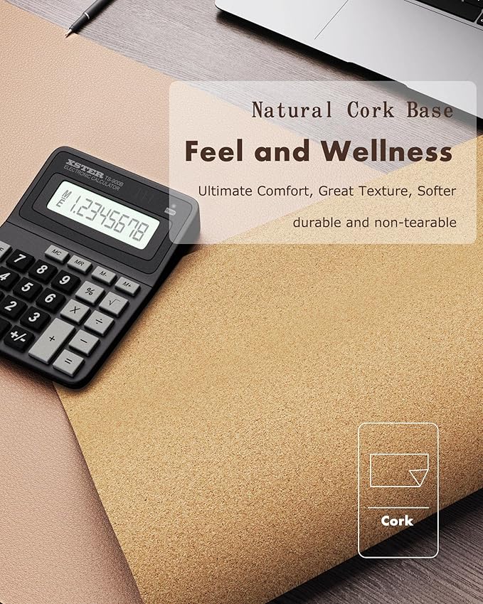 YSAGi Double-Sided Desk Pad, 35.4"x17"Leather Desk Mat, Eco Cork Desk Pad Protector,Large Mouse Pad,Waterproof Desk Blotter for Office/Home(Apricot)