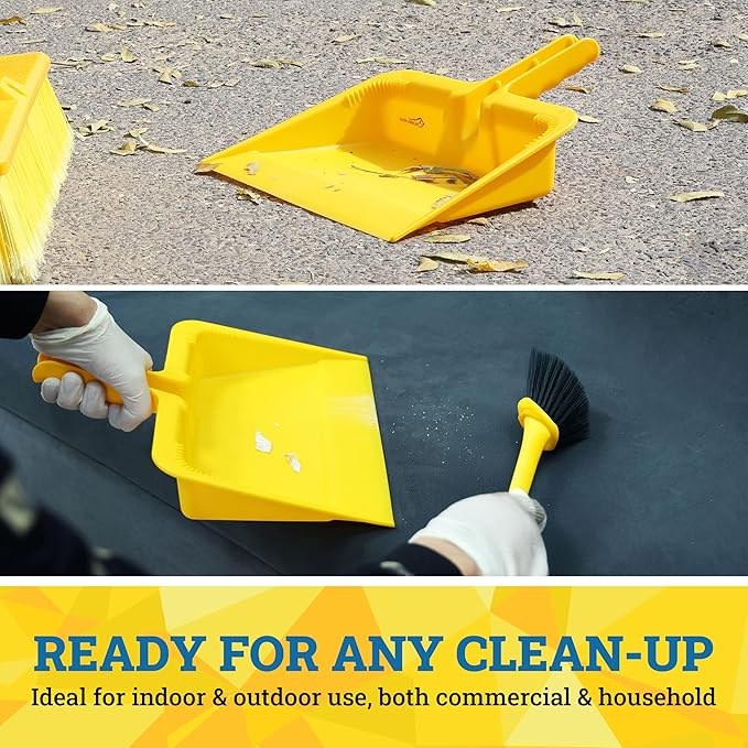 KLEEN HANDLER Heavy-Duty Plastic Handheld Dust Pan for Indoor/Outoor Commercial & Residential Use in Kitchen, Garage, Decks and More, Pack of 6