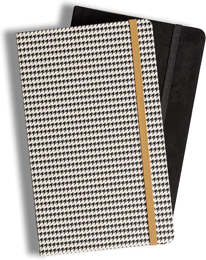 U Brands Heritage Print and Black Suede Journal, 8.25 x 5 Inches, Office Supplies, 160 Pages, 2 Count